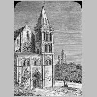 Saint-Leu-d'Esserent, Façade et clocher, gravure présentant l'église avant sa restauration, culture.gouv.fr,.jpg